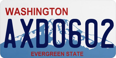 WA license plate AXD0602