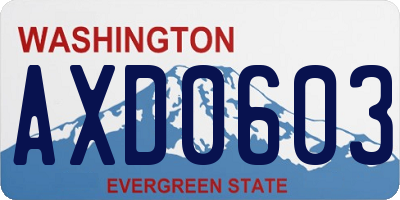 WA license plate AXD0603