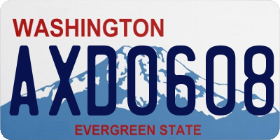 WA license plate AXD0608