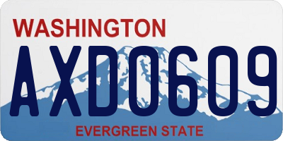 WA license plate AXD0609