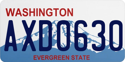 WA license plate AXD0630