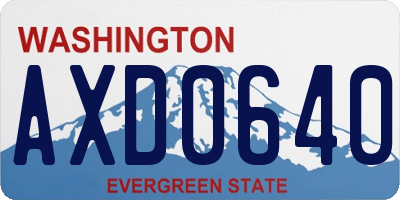 WA license plate AXD0640