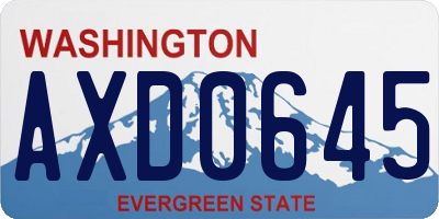 WA license plate AXD0645