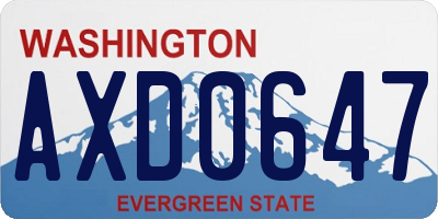 WA license plate AXD0647