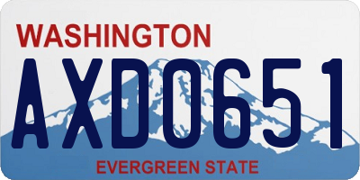 WA license plate AXD0651