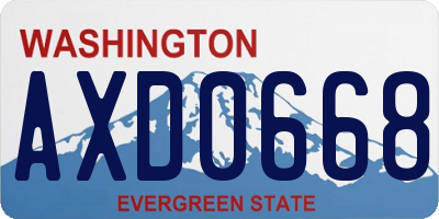 WA license plate AXD0668