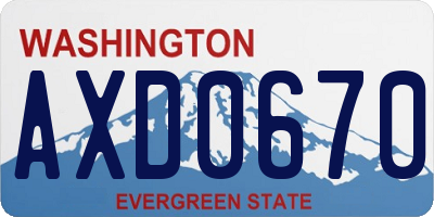 WA license plate AXD0670