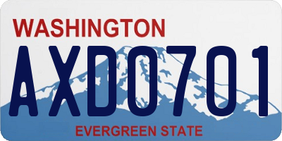 WA license plate AXD0701