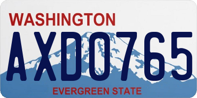 WA license plate AXD0765