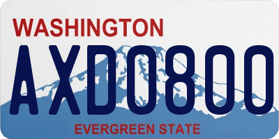 WA license plate AXD0800