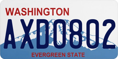 WA license plate AXD0802