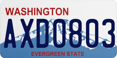 WA license plate AXD0803