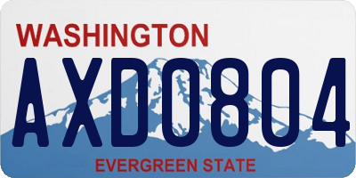 WA license plate AXD0804