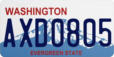 WA license plate AXD0805