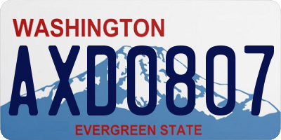 WA license plate AXD0807
