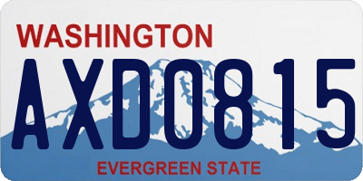 WA license plate AXD0815