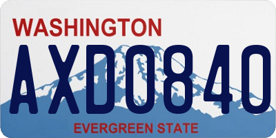 WA license plate AXD0840