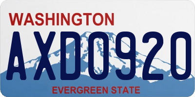 WA license plate AXD0920