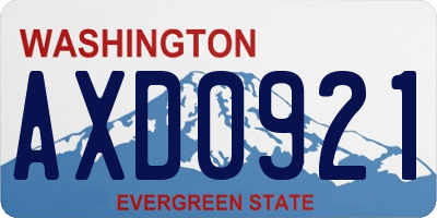 WA license plate AXD0921