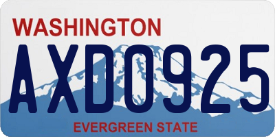 WA license plate AXD0925