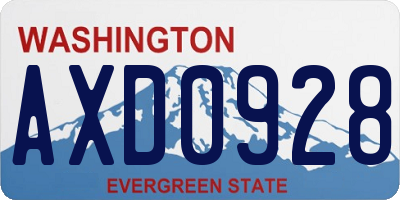 WA license plate AXD0928