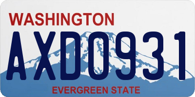 WA license plate AXD0931