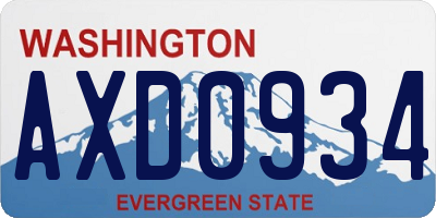 WA license plate AXD0934