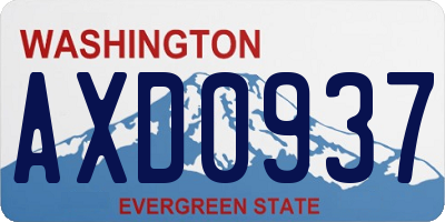 WA license plate AXD0937