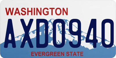WA license plate AXD0940