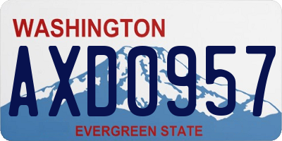 WA license plate AXD0957