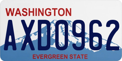 WA license plate AXD0962