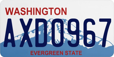 WA license plate AXD0967