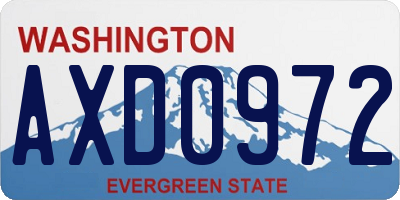 WA license plate AXD0972