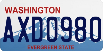 WA license plate AXD0980
