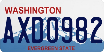 WA license plate AXD0982