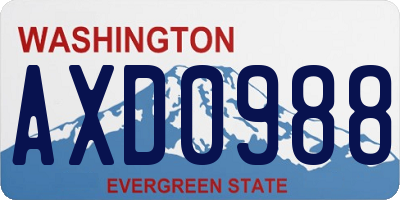 WA license plate AXD0988