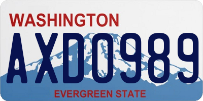 WA license plate AXD0989