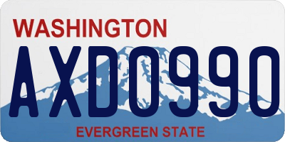 WA license plate AXD0990