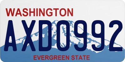 WA license plate AXD0992
