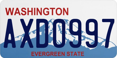 WA license plate AXD0997
