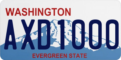 WA license plate AXD1000