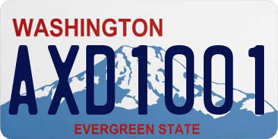 WA license plate AXD1001