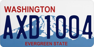 WA license plate AXD1004