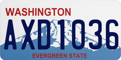 WA license plate AXD1036