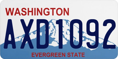 WA license plate AXD1092