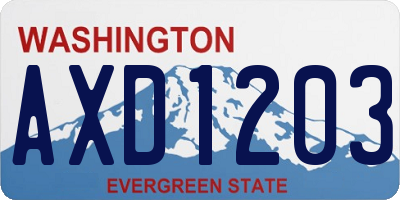 WA license plate AXD1203