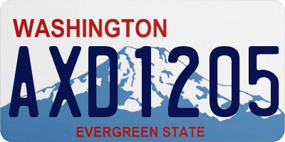 WA license plate AXD1205
