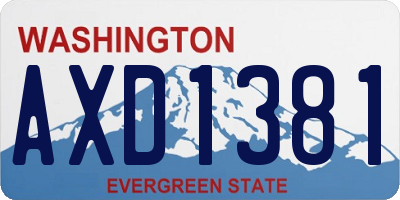 WA license plate AXD1381