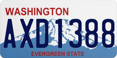 WA license plate AXD1388