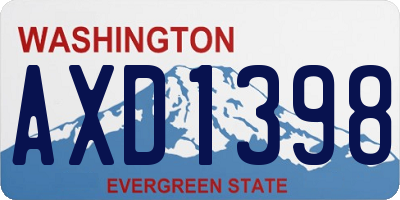 WA license plate AXD1398